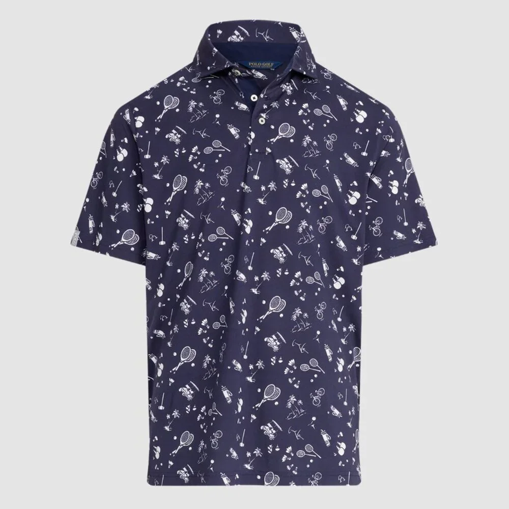 NWT Polo Golf Ralph Lauren Men Classic Fit Print Jersey Polo Shirt Size L